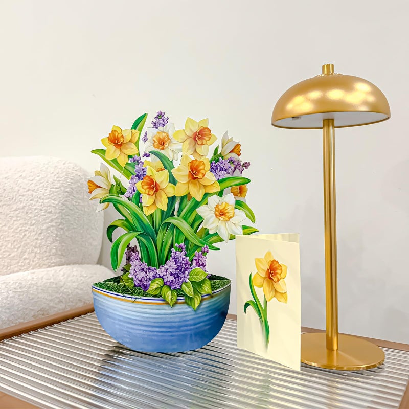 Airpark Faux English Daffodils Paper Flowers Bouquet Decor  Suitable for Home Decor Indoor Desk Table Decoration  Fake Flowers for Centerpiece Dining Table Bedroom Kitchen Party Decor Yellow - Image 4